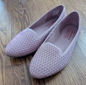 Skechers Cleo Recycled Vegan Sparkle Knit Loafers - Pink Flats